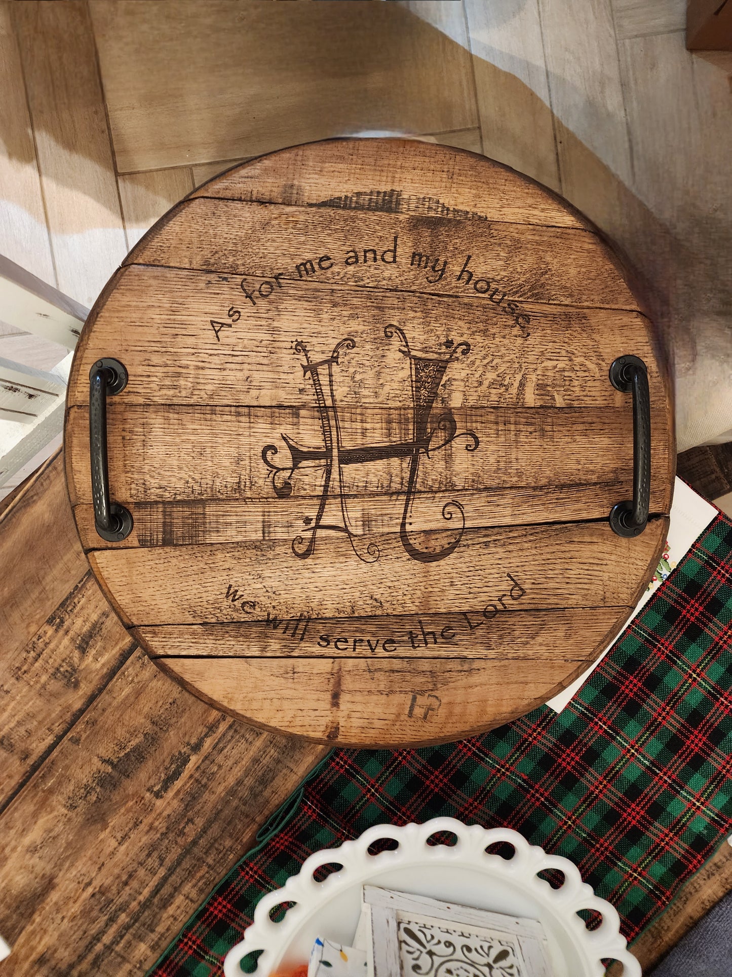 Whisky Barrel Lid Charcuterie Board