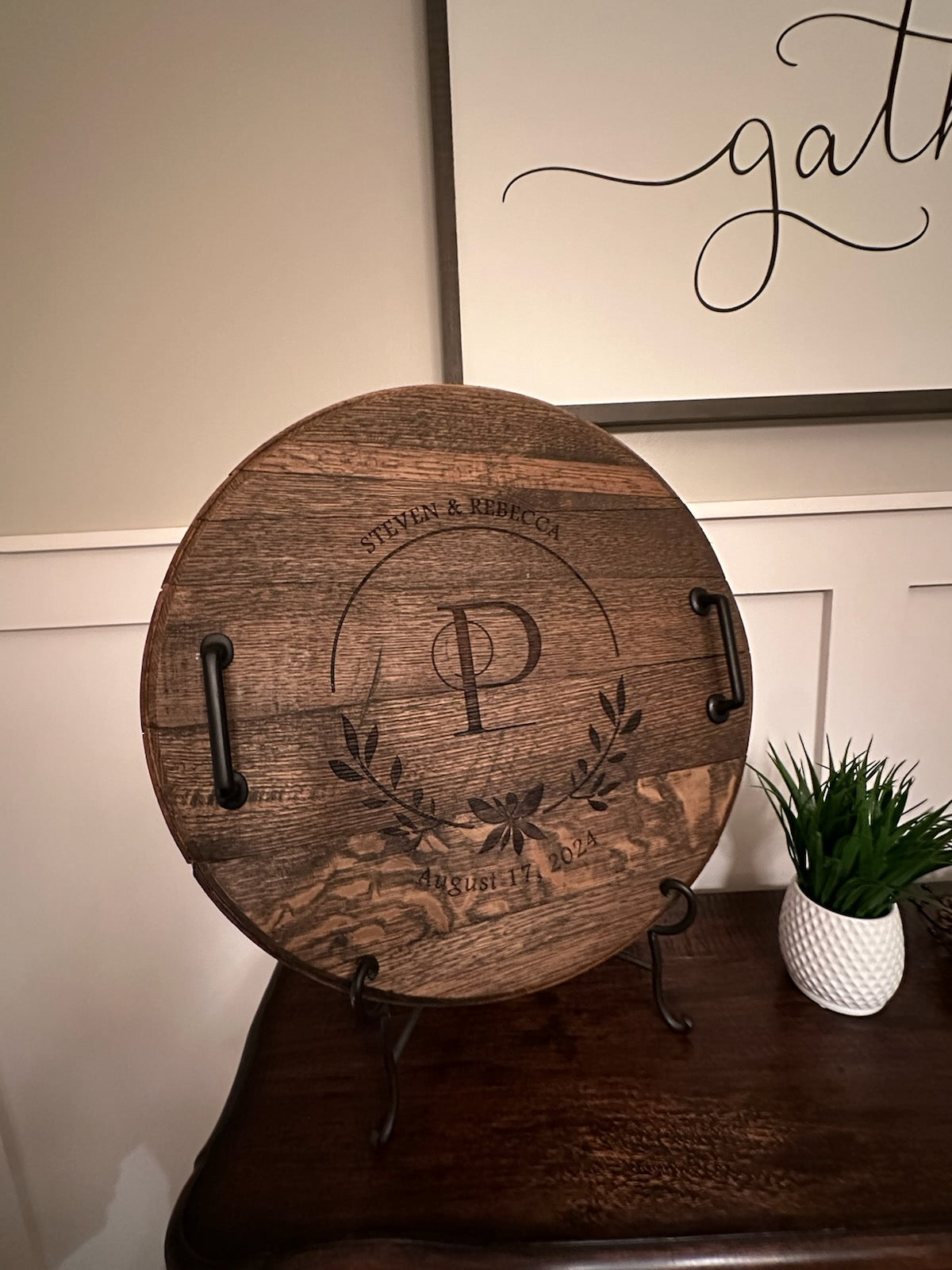 Whisky Barrel Lid Charcuterie Board